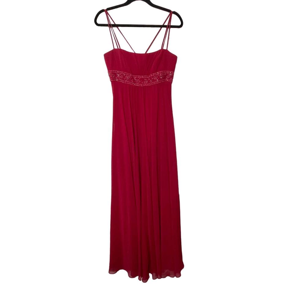 David Bridal Embellished Bead Bridesmaid Prom Regencycore Fairy Maxi Dress Red 8